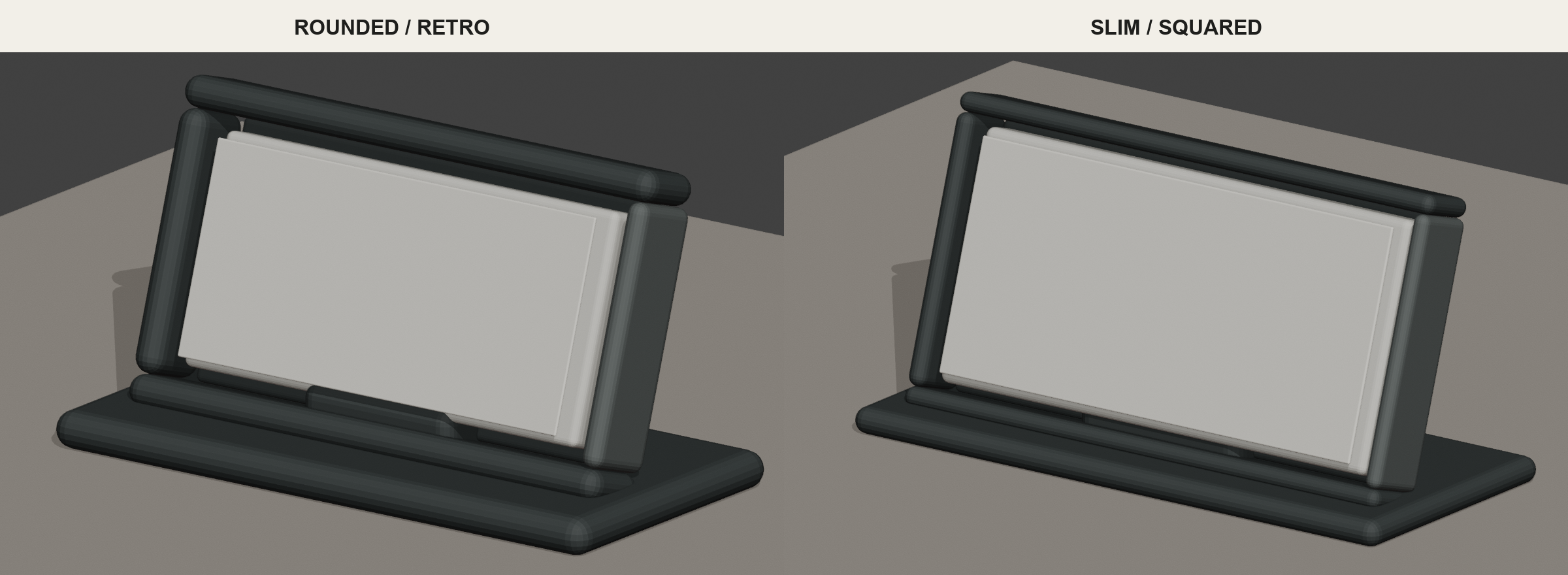 Two early enclosure directions, one rounded and one slim