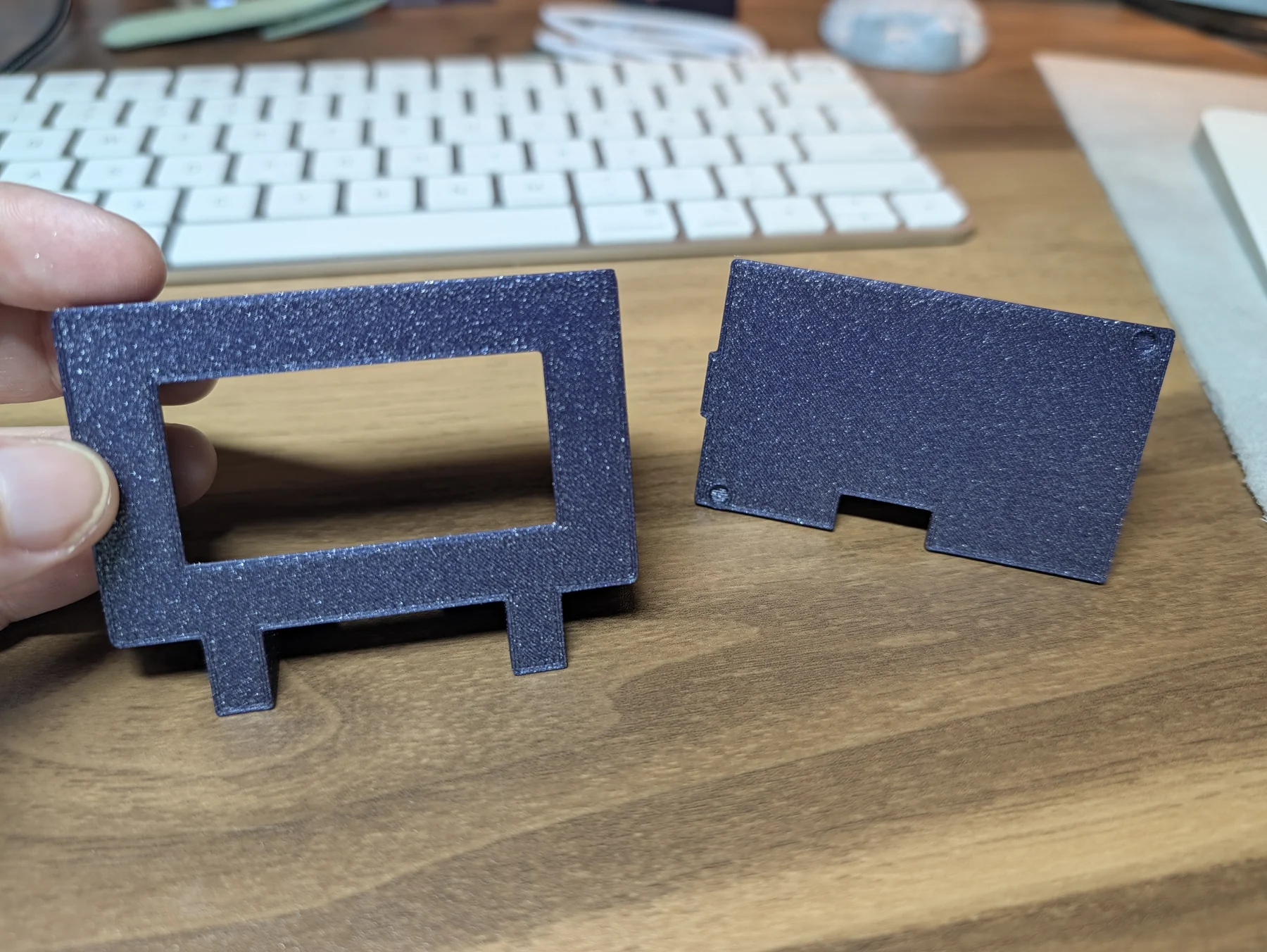 Close front view of the V3 frame showing its textured plate finish