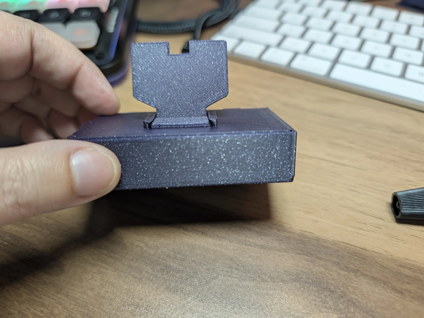 Side view of a three-magnet test stack leaving the V3 rear cover slightly proud