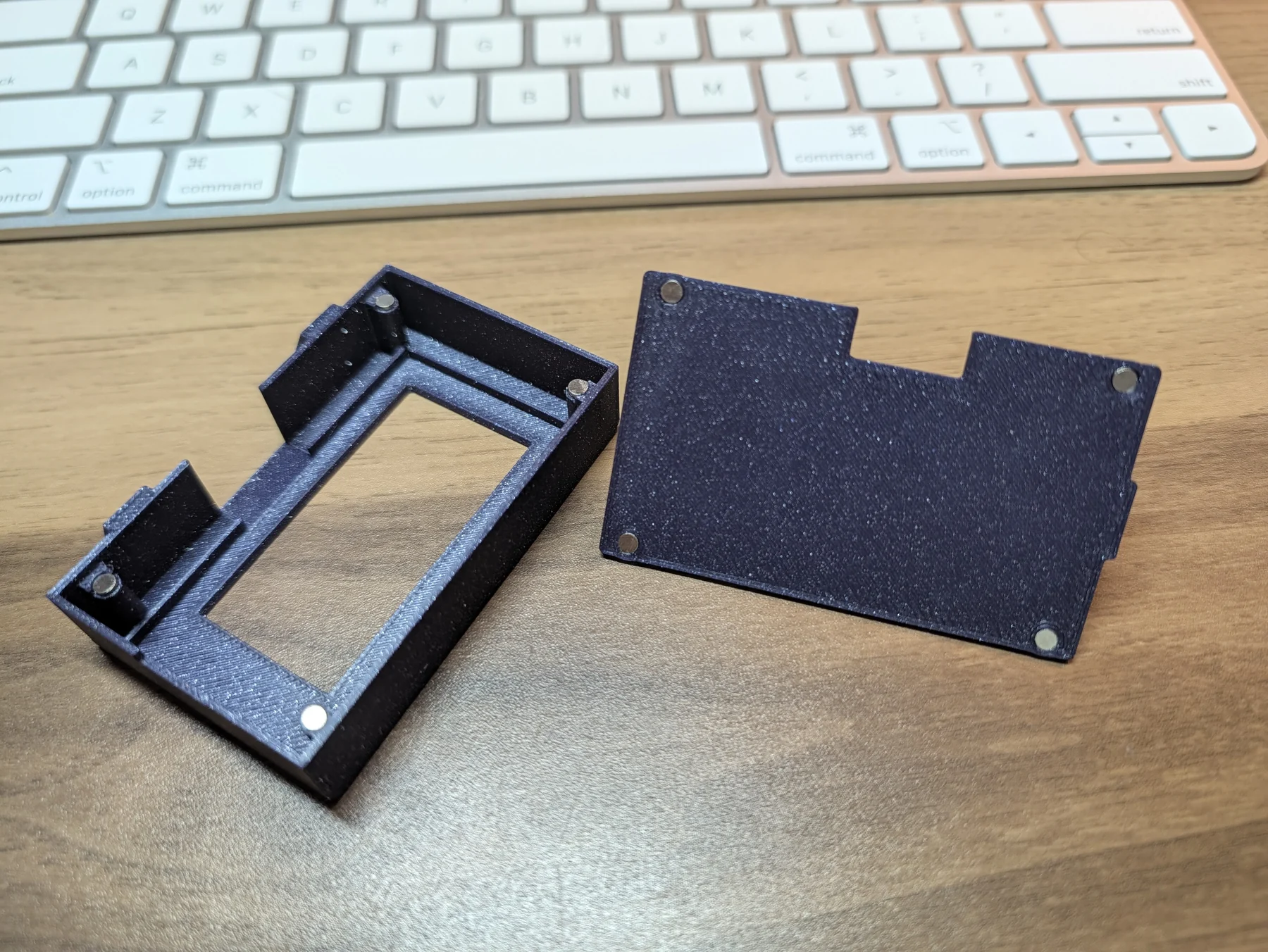 V4 frame and backplate separated with all eight magnets installed