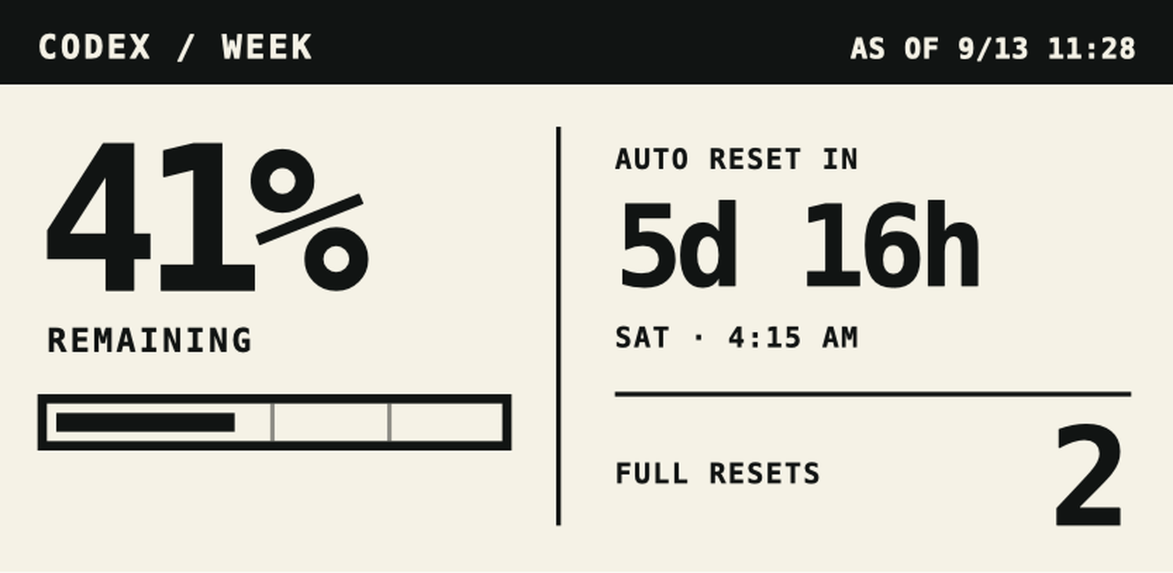 First landscape layout for the e-paper usage display